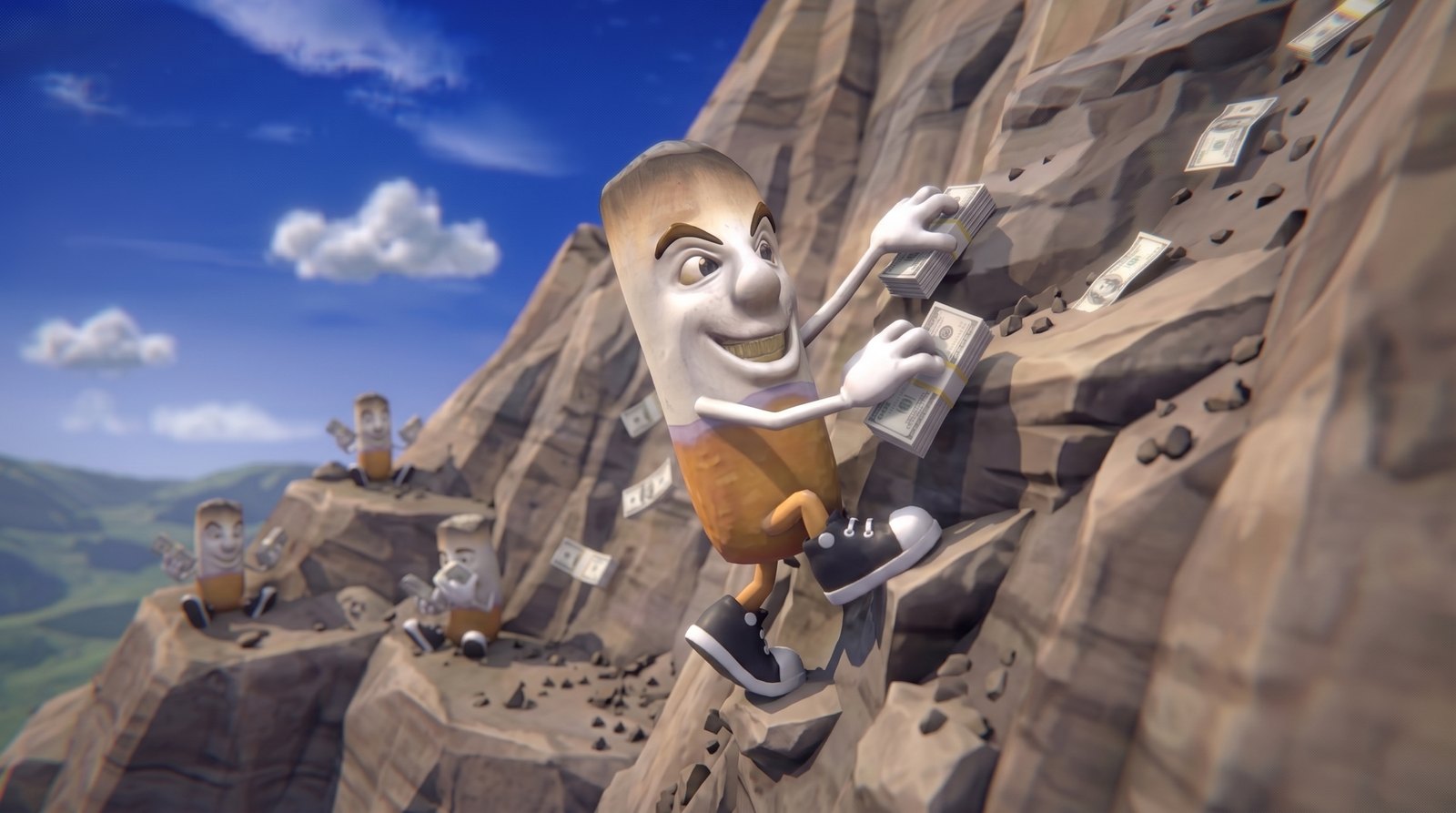 The mascot's head grafted onto a robed figure swearing an oath, one hand raised, captioned 'Peak.'